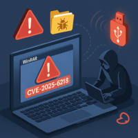解凍ソフト WinRARのリモートコード実行の可能性がある脆弱性(CVE-2025-6218)