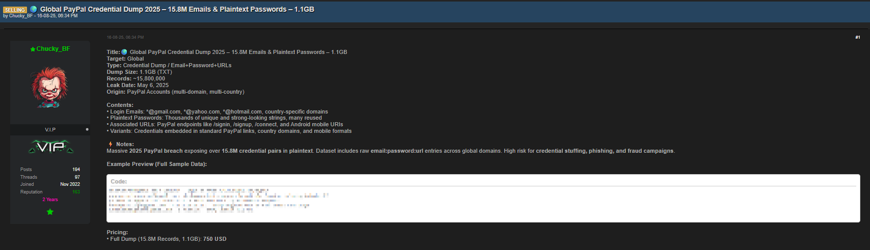 ハッカーがPayPal から1,580万件の資格情報の窃取を主張-実態は“インフォステーラーからの寄せ集め”か|セキュリティニュースのセキュリティ対策Lab