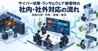 サイバー攻撃やランサムウェアによる被害を受けた際の社内・社外対応の流れ