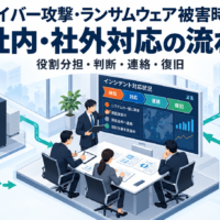 サイバー攻撃やランサムウェアによる被害を受けた際の社内・社外対応の流れ