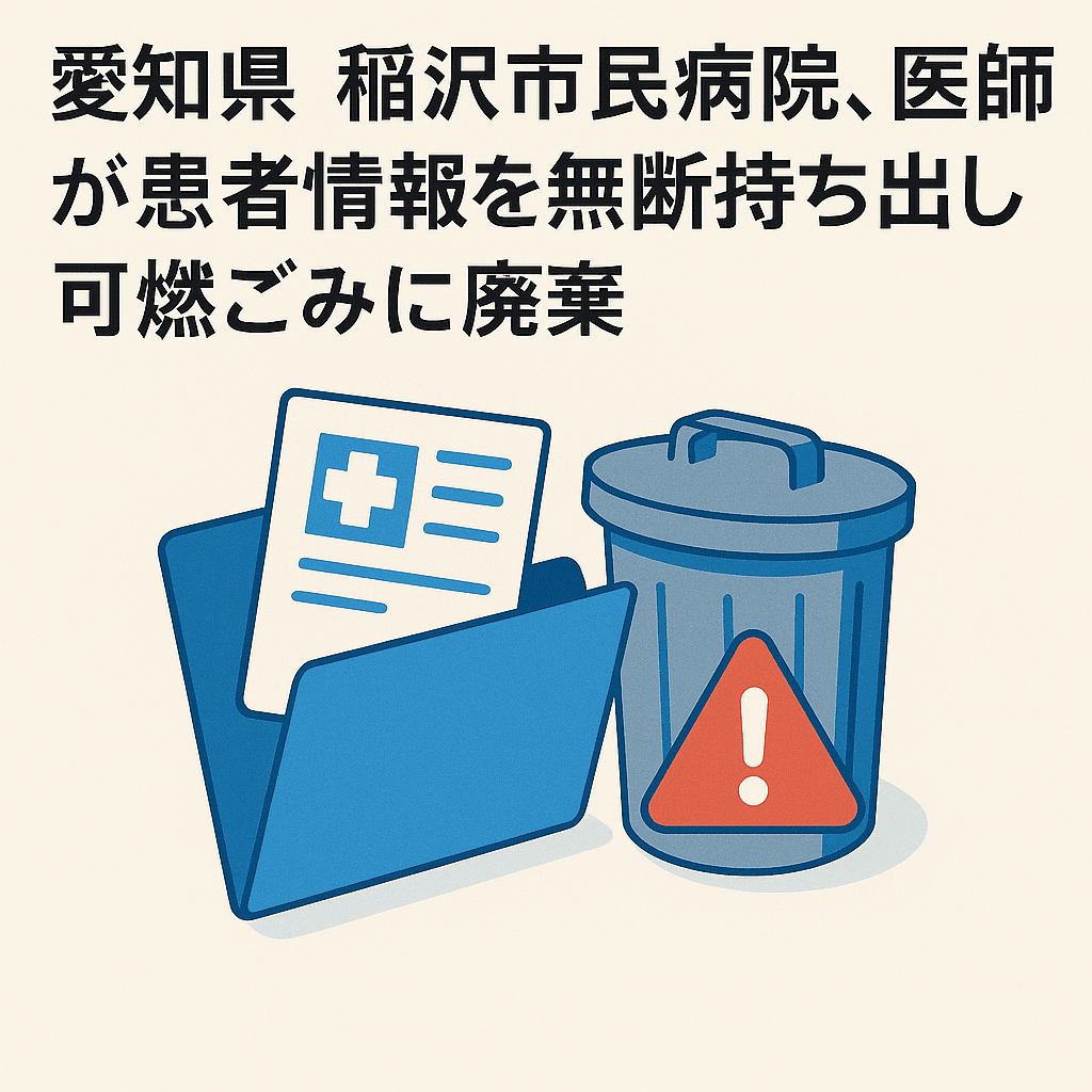愛知県 稲沢市民病院、医師が患者情報を無断持ち出し可燃ごみに廃棄