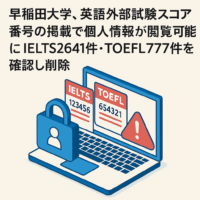 早稲田大学、英語外部試験スコア番号の掲載で個人情報が閲覧可能に