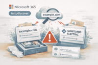 Microsoft 365のAutodiscoverがexample.comを誤ルーティングで住友電工 系ドメインのメール設定を提示か