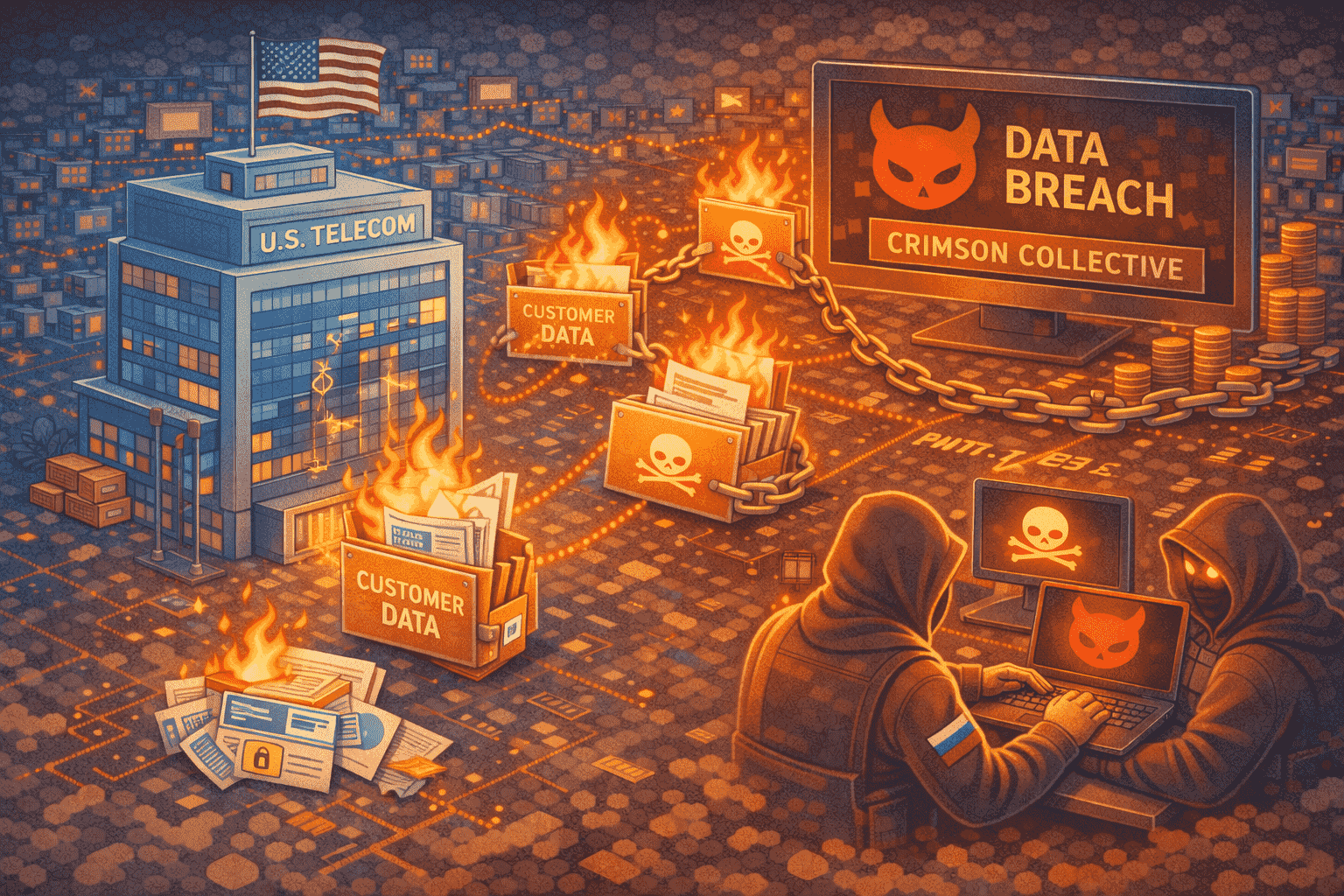 米通信大手企業、サイバー攻撃により大規模な情報流出か-ハッカー グループ Crimson Collectiveが侵害を主張