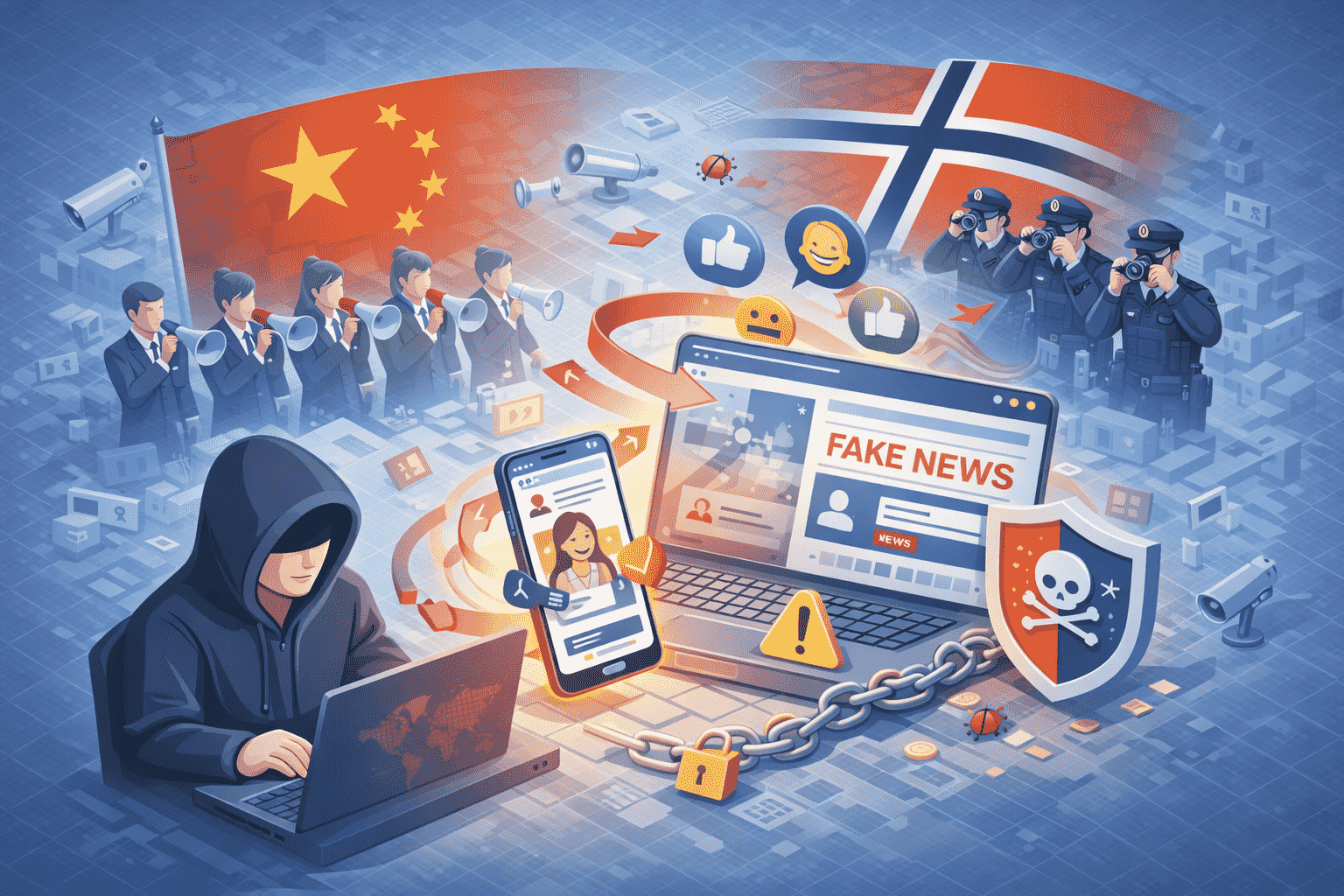 中国の脅威はサイバー空間が主戦場、フェイク情報やインフルエンサー活用も-ノルウェー当局が指摘