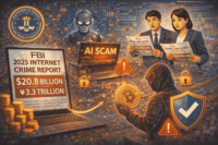 FBI「2025年インターネット犯罪レポート」が発表被害額208億ドル超（約3.3兆円）、暗号資産詐欺・AI悪用の実態と企業が取るべき対策