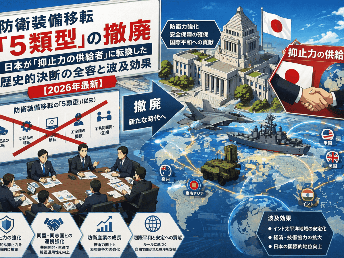防衛装備移転「5類型」の撤廃で日本の武器輸出 原則 可能に歴史的決断 