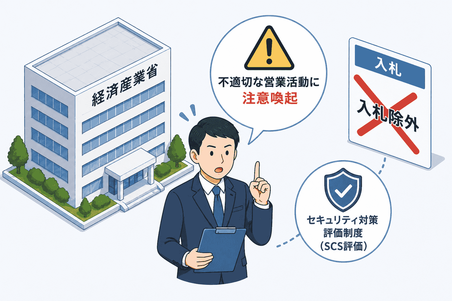 「セキュリティ対策評価制度(SCS評価)を取らないと入札除外」は誤り-経済産業省が不適切な営業活動に注意喚起