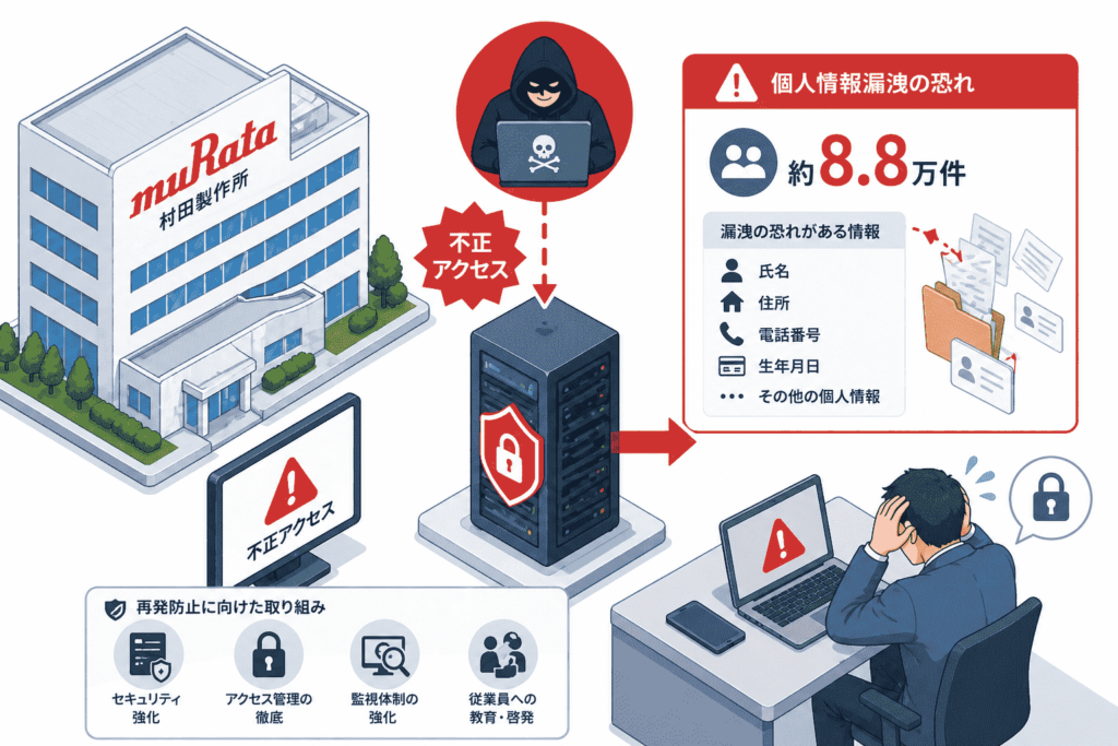村田製作所、不正アクセスによるサイバー攻撃で約8.8万件の個人情報漏洩の恐れ|セキュリティニュースのセキュリティ対策Lab