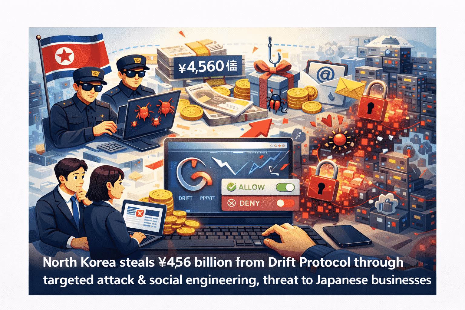 北朝鮮がDrift Protocolへ標的型攻撃とソーシャルエンジニアリングで456億円を窃取-サイバー攻撃の手口と日本企業への脅威を解説