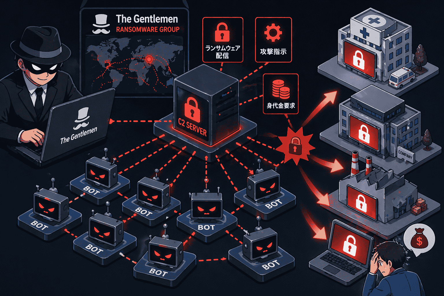 ランサムウェア グループ The Gentlemen、ボット型サイバー攻撃を展開