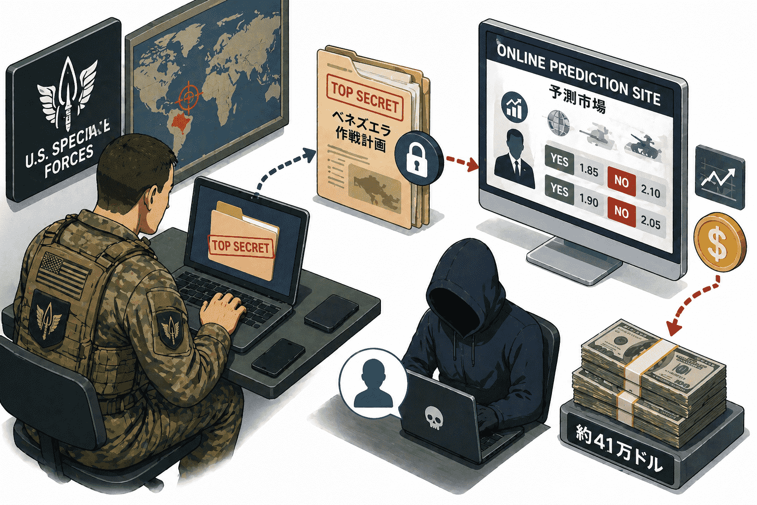 米軍特殊部隊員、軍事機密をオンライン予測サイトで換金—ベネズエラ作戦の機密情報で約41万ドルを不正取得
