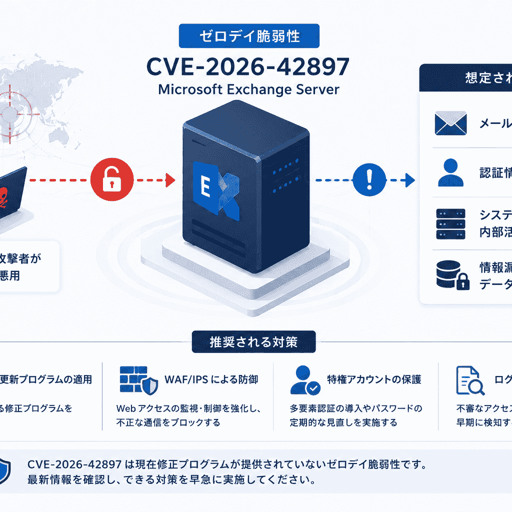 Microsoft Exchange Serverのゼロデイ脆弱性 CVE-2026-42897がサイバー