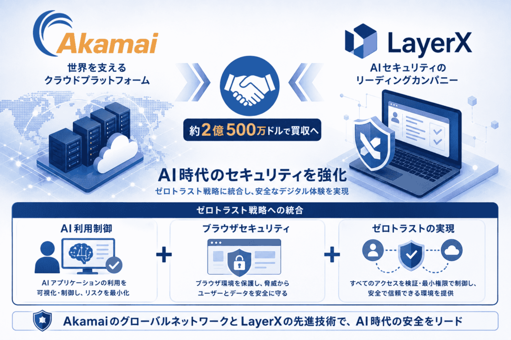Layerx AkamaiがAIセキュリティのLayerXを約2億500万ドルで買収へ、AI利用制御とブラウザセキュリティをゼロトラスト戦略に統合 ...