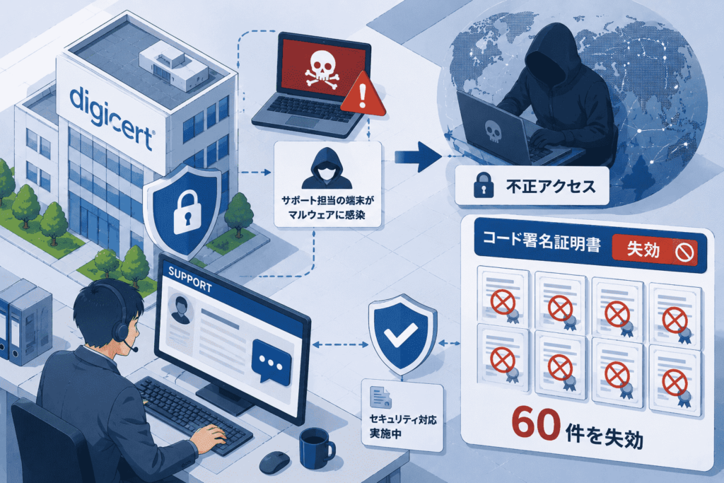 DigiCertのサポート担当がマルウェアに感染し不正アクセス、コード署名証明書60件を失効|セキュリティニュースのセキュリティ対策Lab