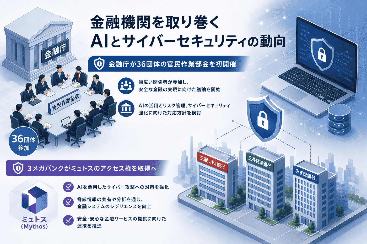 金融機関を取り巻くAIとサイバーセキュリティの動向-金融庁が36団体の官民作業部会を初開催・3メガバンクがミュトスのアクセス権取得へ