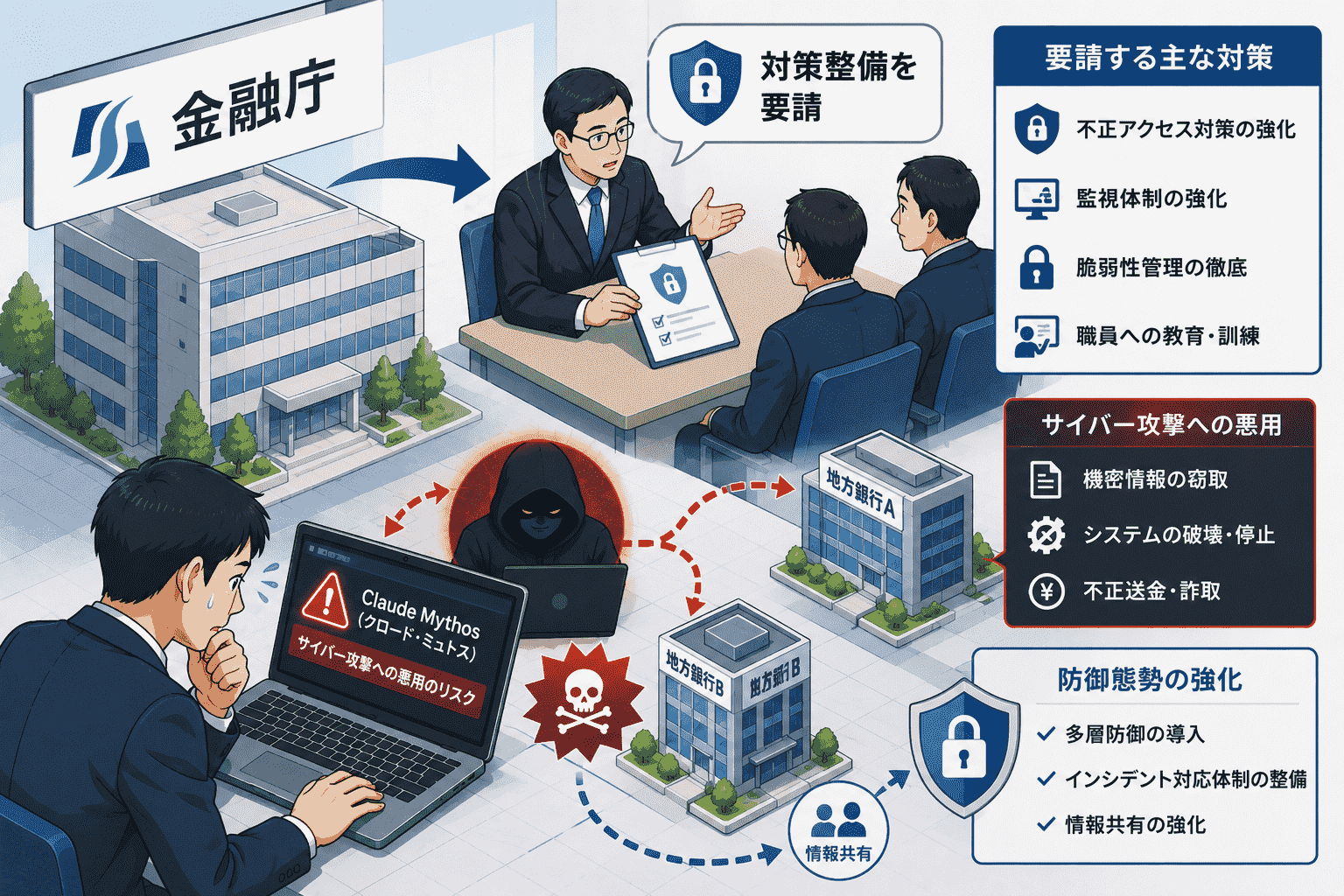 金融庁、地方銀行へClaude Mythos（クロード・ミュトス）サイバー攻撃への悪用 対策整備へ要請