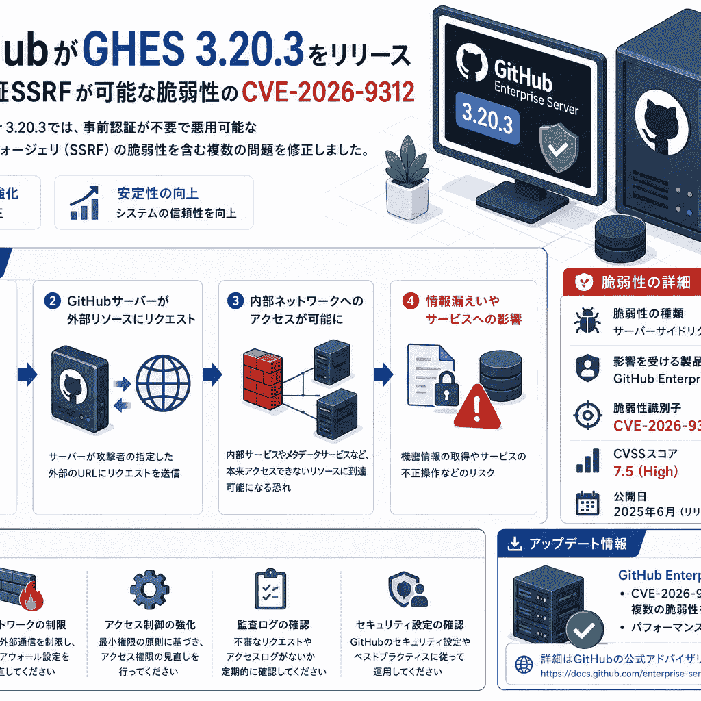 GitHubがGHES 3.20.3をリリース-事前認証SSRFが可能な脆弱性を修正-CVE