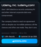 ハッカーグループがUdemyへのサイバー攻撃を主張、Salesforceへ不正アクセスか