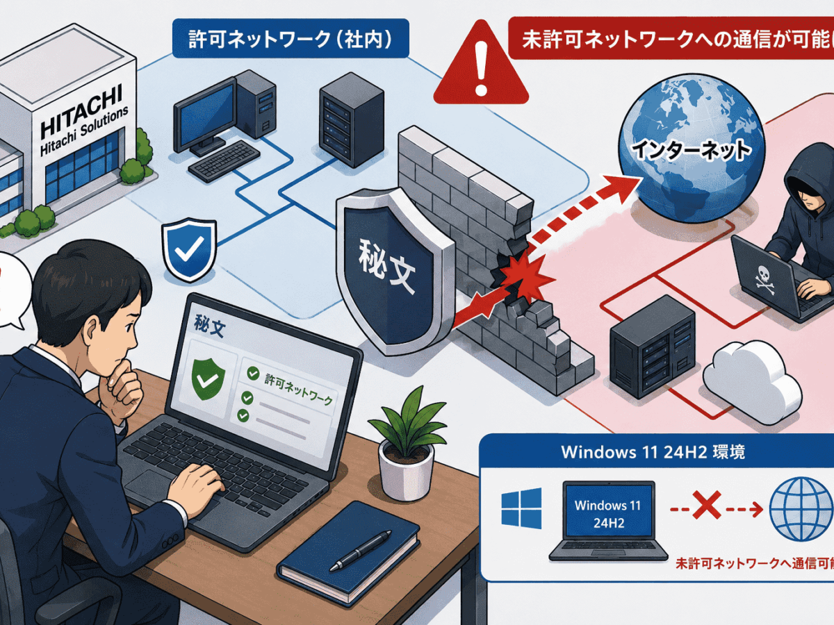 日立ソリューションズ「秘文」の許可ネットワーク制御機能に問題