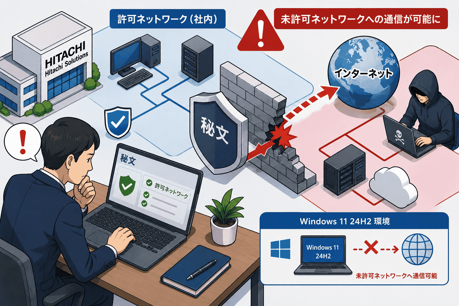 日立ソリューションズ「秘文」の許可ネットワーク制御機能に問題