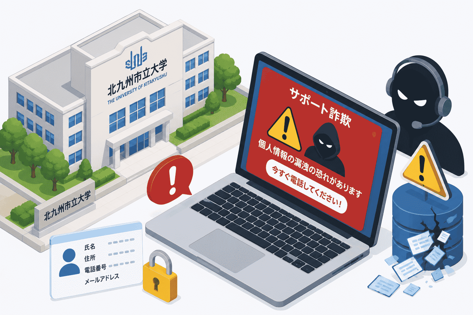 北九州市立大学がサポート詐欺の被害、個人情報漏洩の恐れ