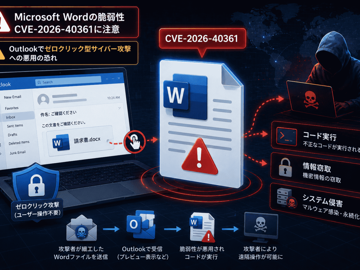 Microsoft Wordの脆弱性 CVE-2026-40361に注意、Outlookでゼロクリック