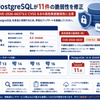 PostgreSQLが11件の脆弱性を修正、CVE-2026-6637など危険度度が高い脆弱性に注意-PostgreSQL 14は2026年11月にEOLへ