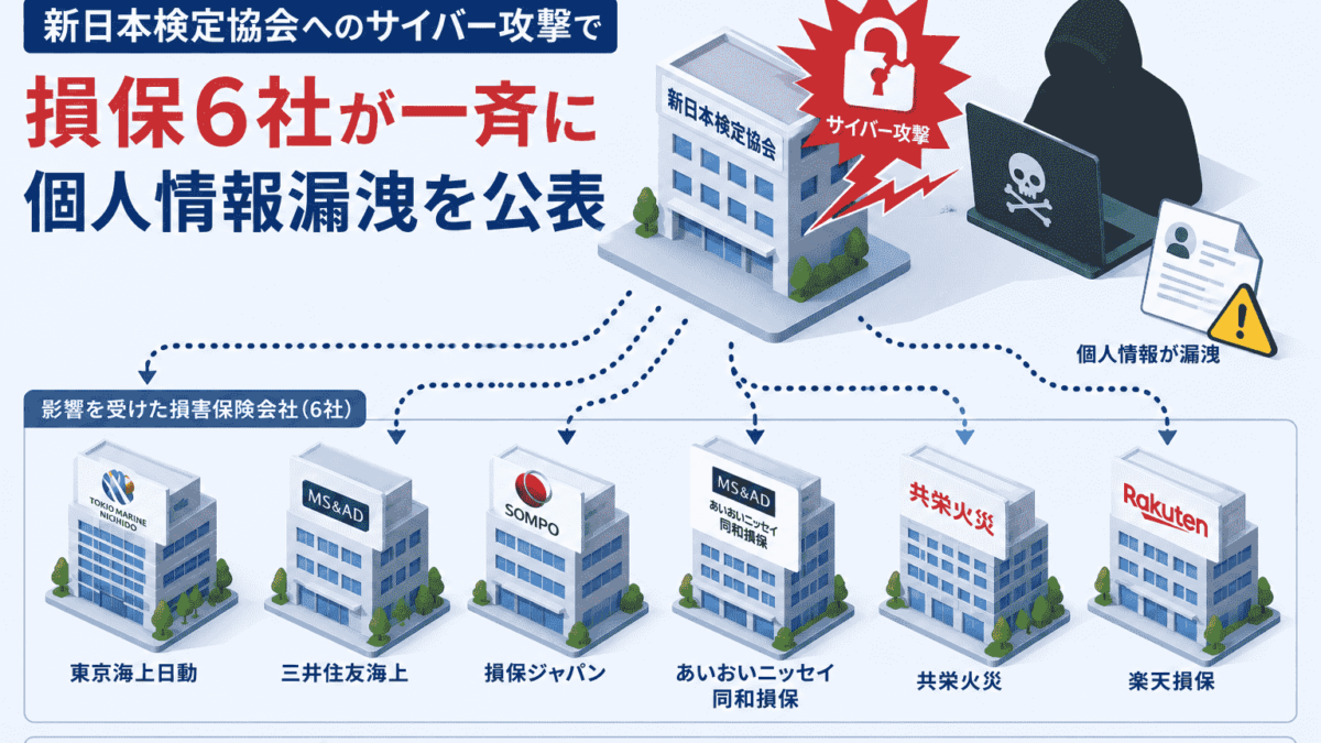 新日本検定協会へのサイバー攻撃で損保6社が一斉に個人情報漏洩を公表