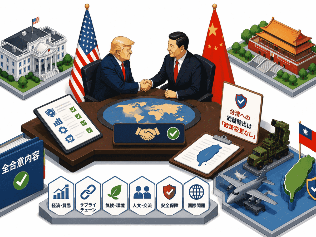 2026年5月 トランプ・習近平首脳会談の全合意内容ー台湾への武器輸出は