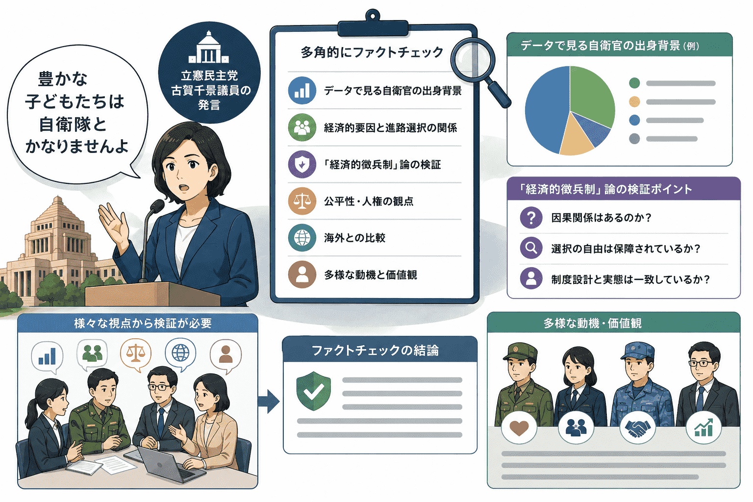 「豊かな子どもたちは自衛隊とかなりませんよ」—立民・古賀千景議員の発言は暴論-経済的徴兵制」論を多角的にファクトチェック
