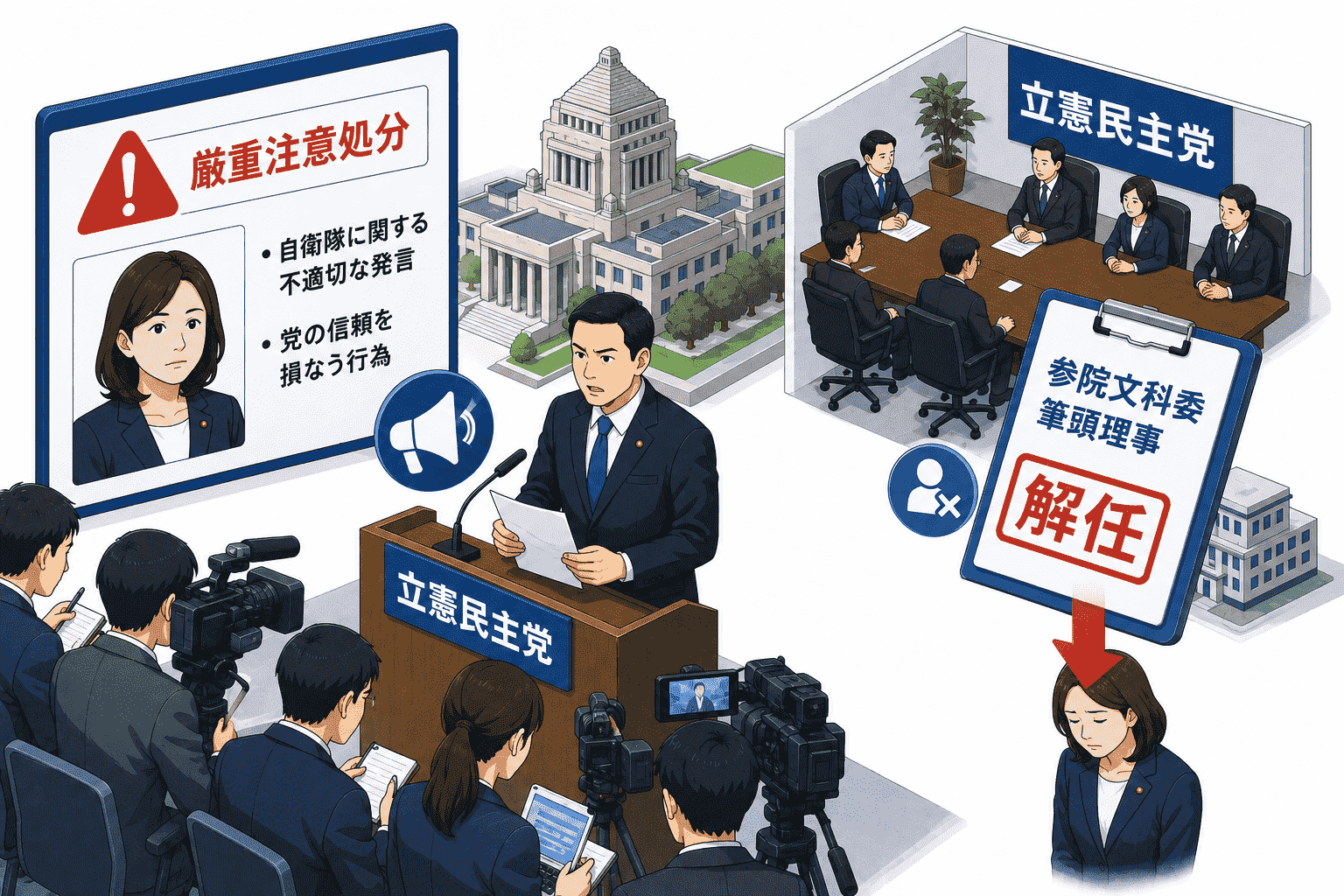 立民 古賀千景議員「豊かな子どもたちは自衛隊とかなりませんよ 」発言続報 - 立憲民主党が厳重注意処分と参院文科委筆頭理事解任を発表
