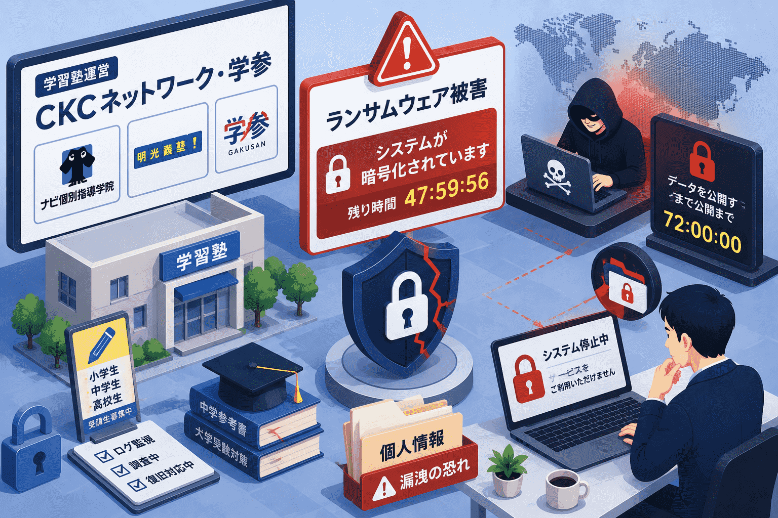 学習塾運営のCKCネットワーク・学参がランサムウェア 被害で個人情報漏洩の恐れ