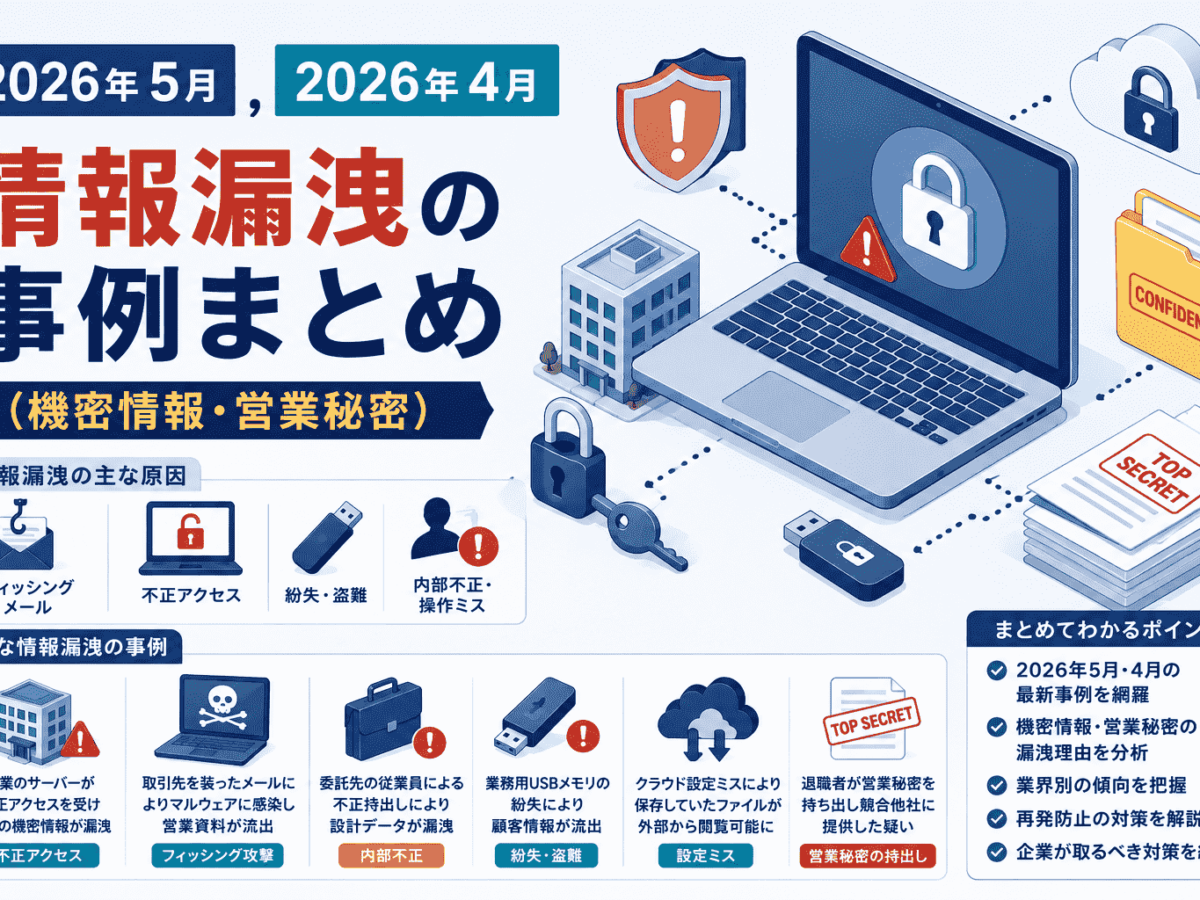 2026年5月,4月 情報漏洩の事例まとめ（機密情報・営業秘密 
