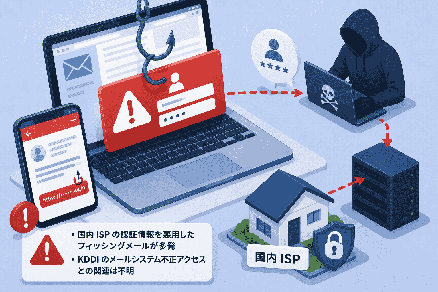 国内 ISP の認証情報を悪用したフィッシングメールが多発-KDDI のメールシステム不正アクセスとの関連は不明