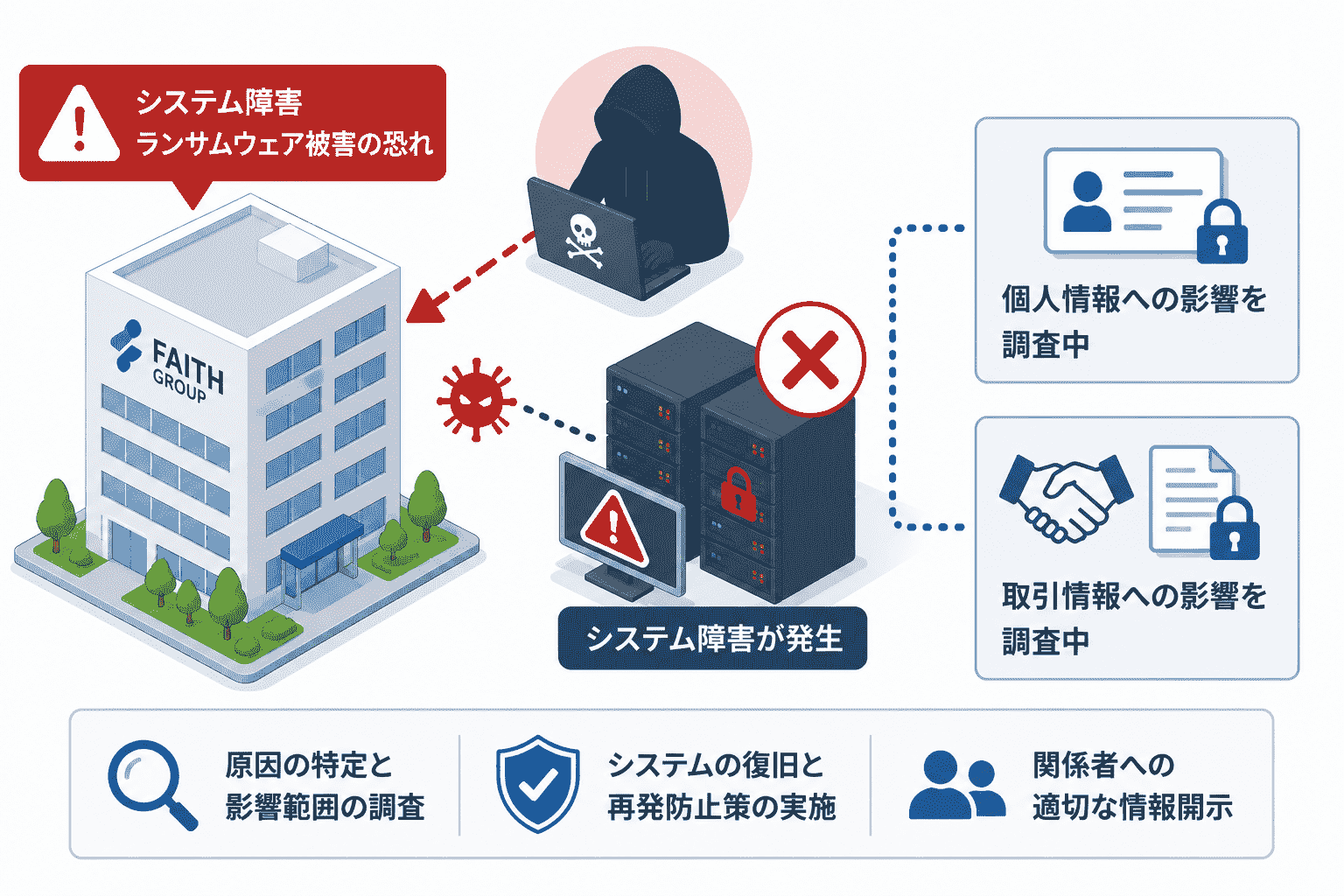 フェースグループでシステム障害、ランサムウェア 被害の恐れ-個人情報・取引情報への影響を調査中