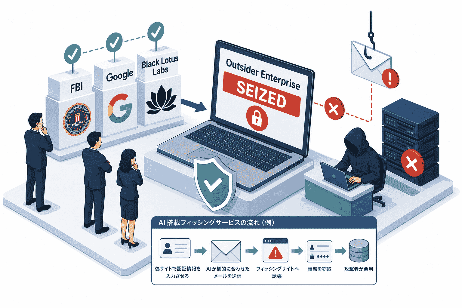FBI・Google・Black Lotus LabsがAI 搭載 フィッシングサービス「Outsider Enterprise」を摘発