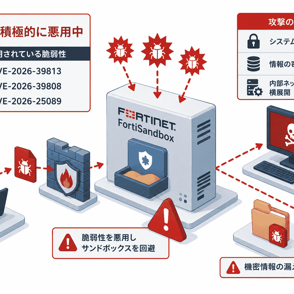 Fortinet FortiSandboxの3件の脆弱性が積極的にサイバー攻撃に悪用中
