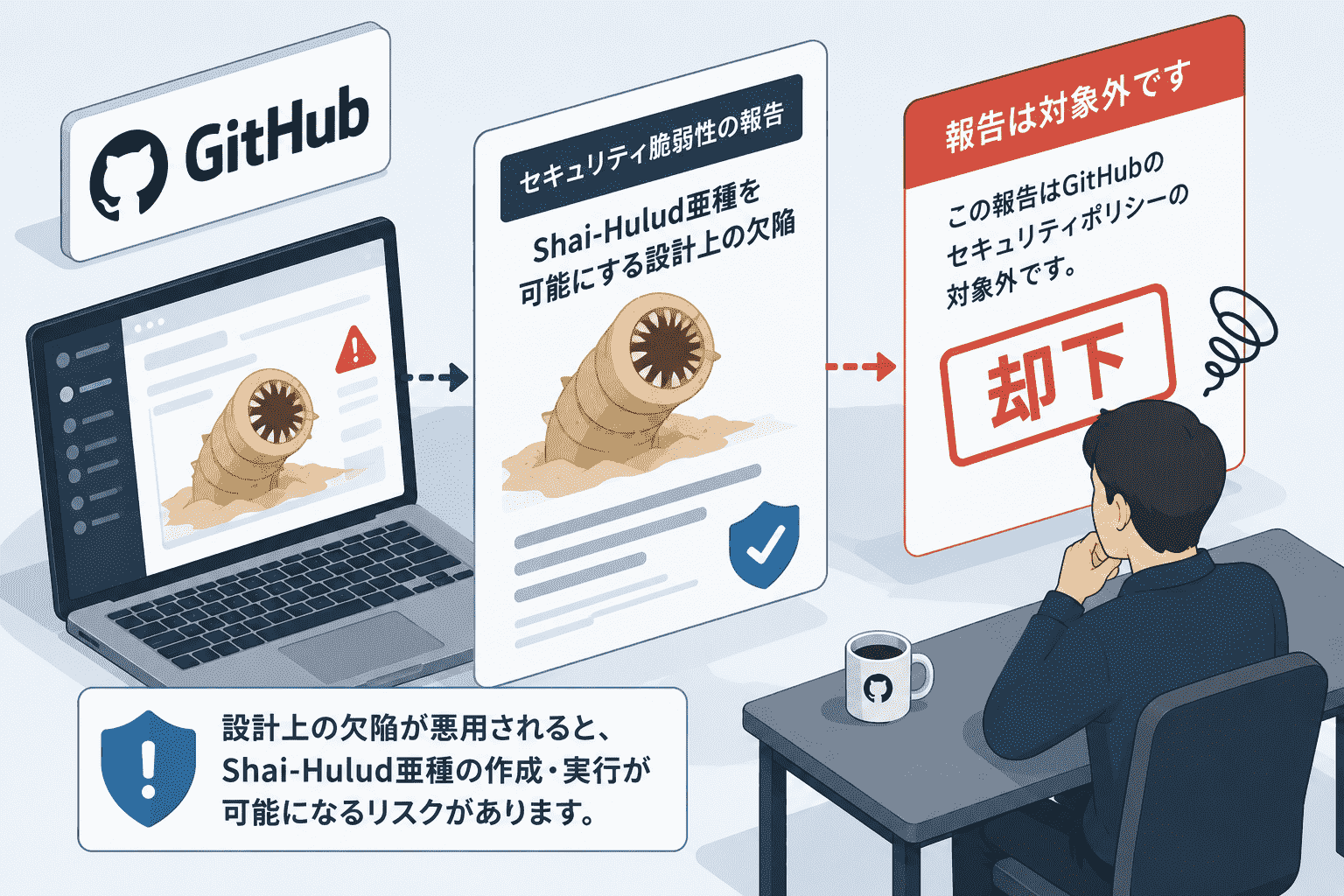GitHubがShai-Hulud亜種を可能にする設計上の欠陥報告を「対象外」として却下