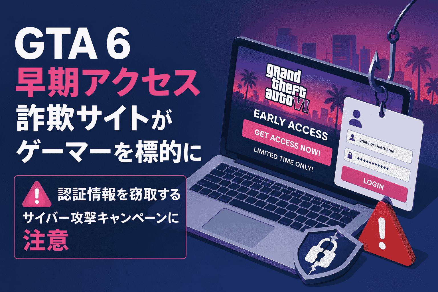 GTA 6 早期アクセス 詐欺 サイトがゲーマーを標的に-認証情報を窃取するサイバー攻撃 キャンペーンに注意