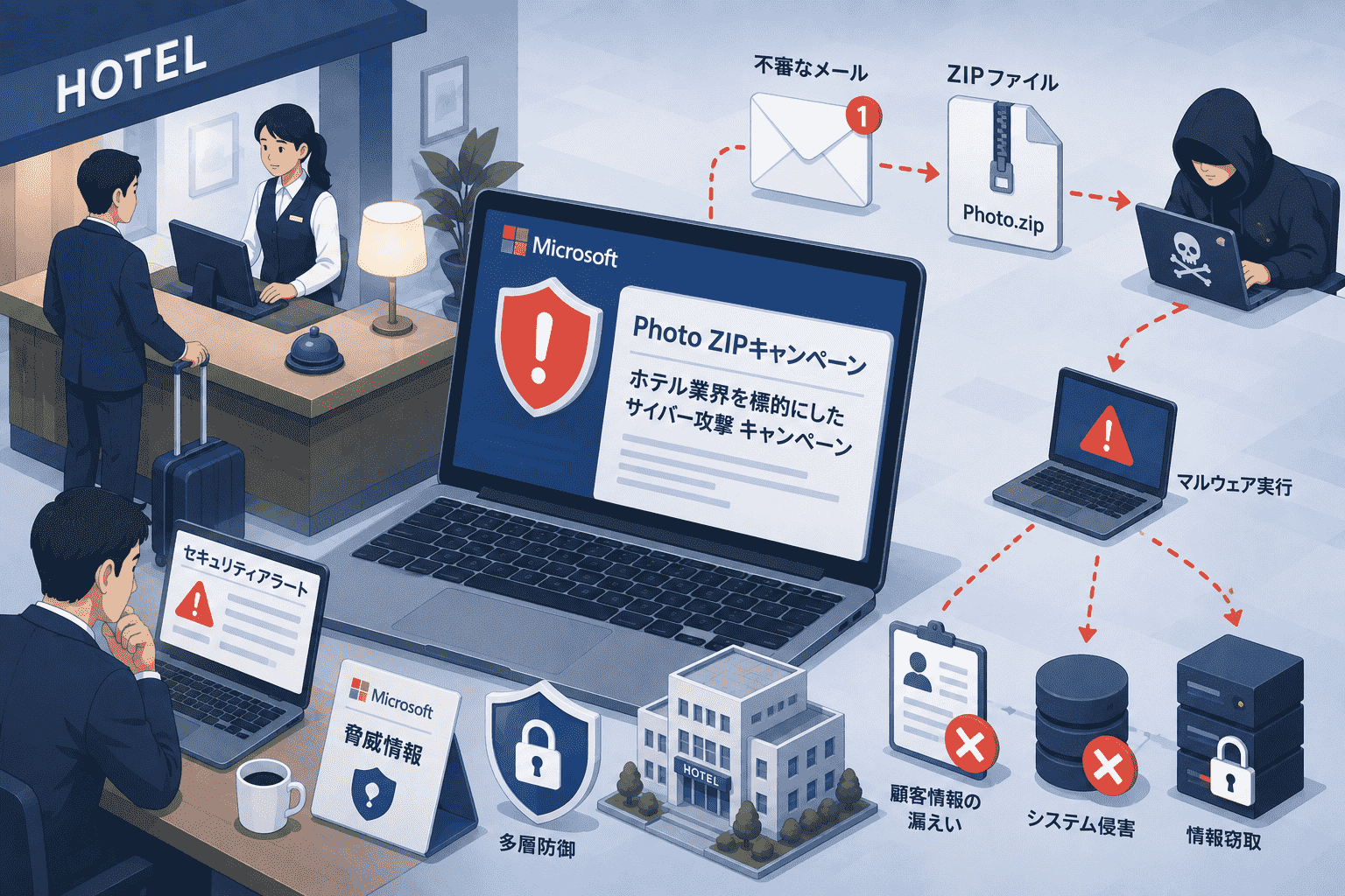 Microsoftが「Photo ZIPキャンペーン」を公開-ホテル業界を標的にしたサイバー攻撃 キャンペーン