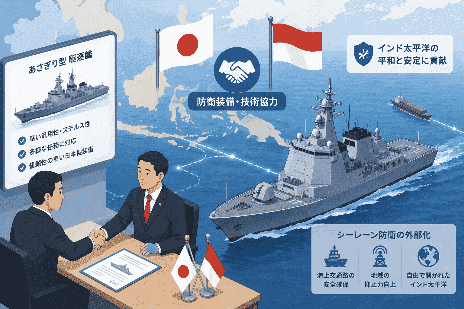 日本があさぎり型 駆逐艦のインドネシア 輸出協議を開始ーインド太平洋シーレーン防衛の外部化