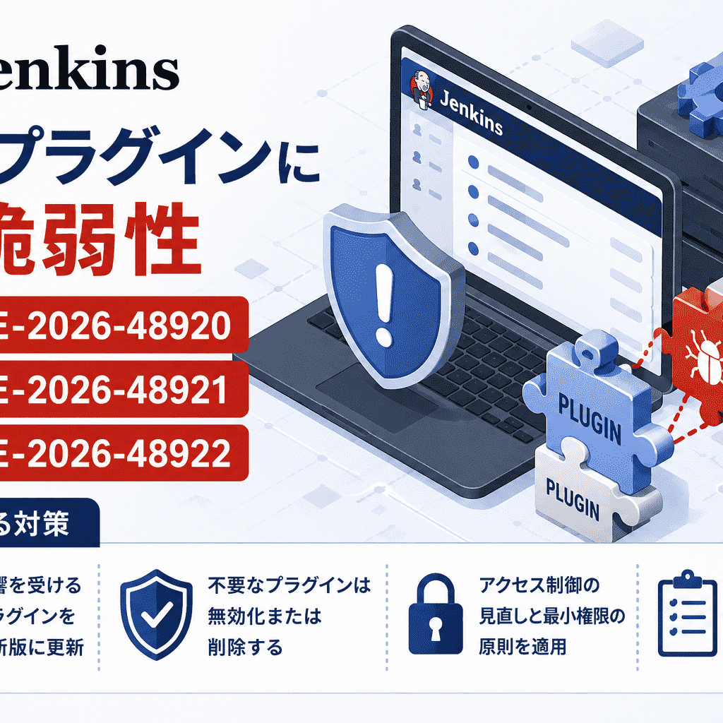 Jenkinsの複数プラグインに脆弱性(CVE-2026-48920,CVE-2026-48921,CVE