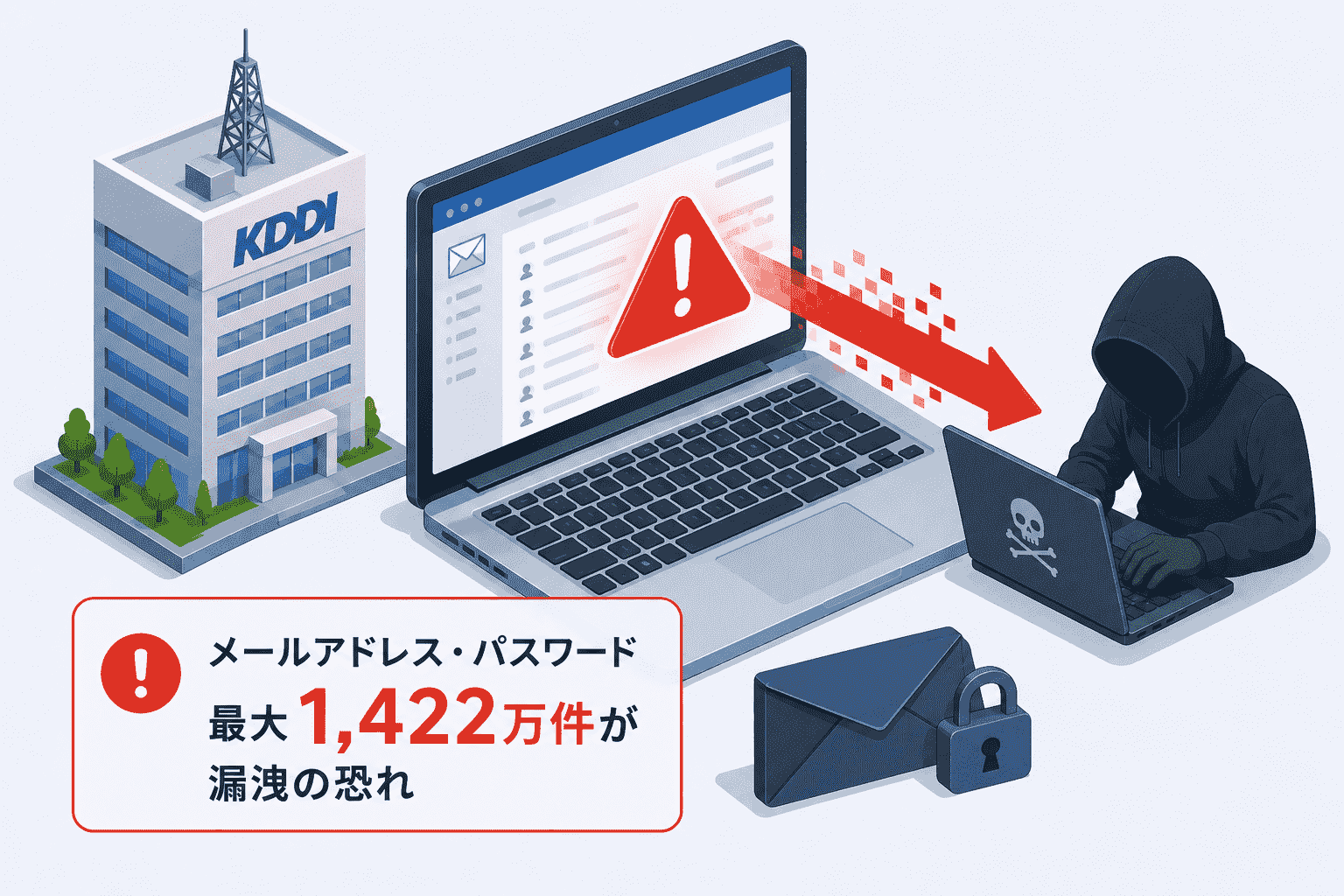 KDDI、メールシステムへの不正アクセスでメールアドレス・パスワード最大1,422万件が漏洩の恐れ@nifty・BIGLOBE・J:COMなど6社に影響