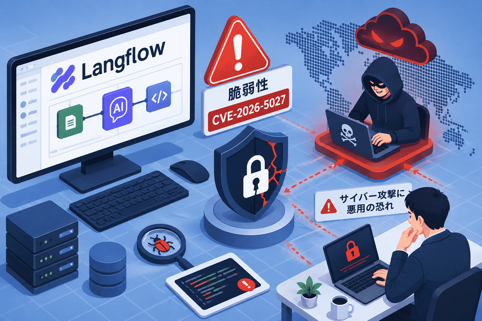 AIアプリ開発プラットフォーム「Langflow」脆弱性 CVE-2026-5027がサイバー攻撃に悪用の恐れ