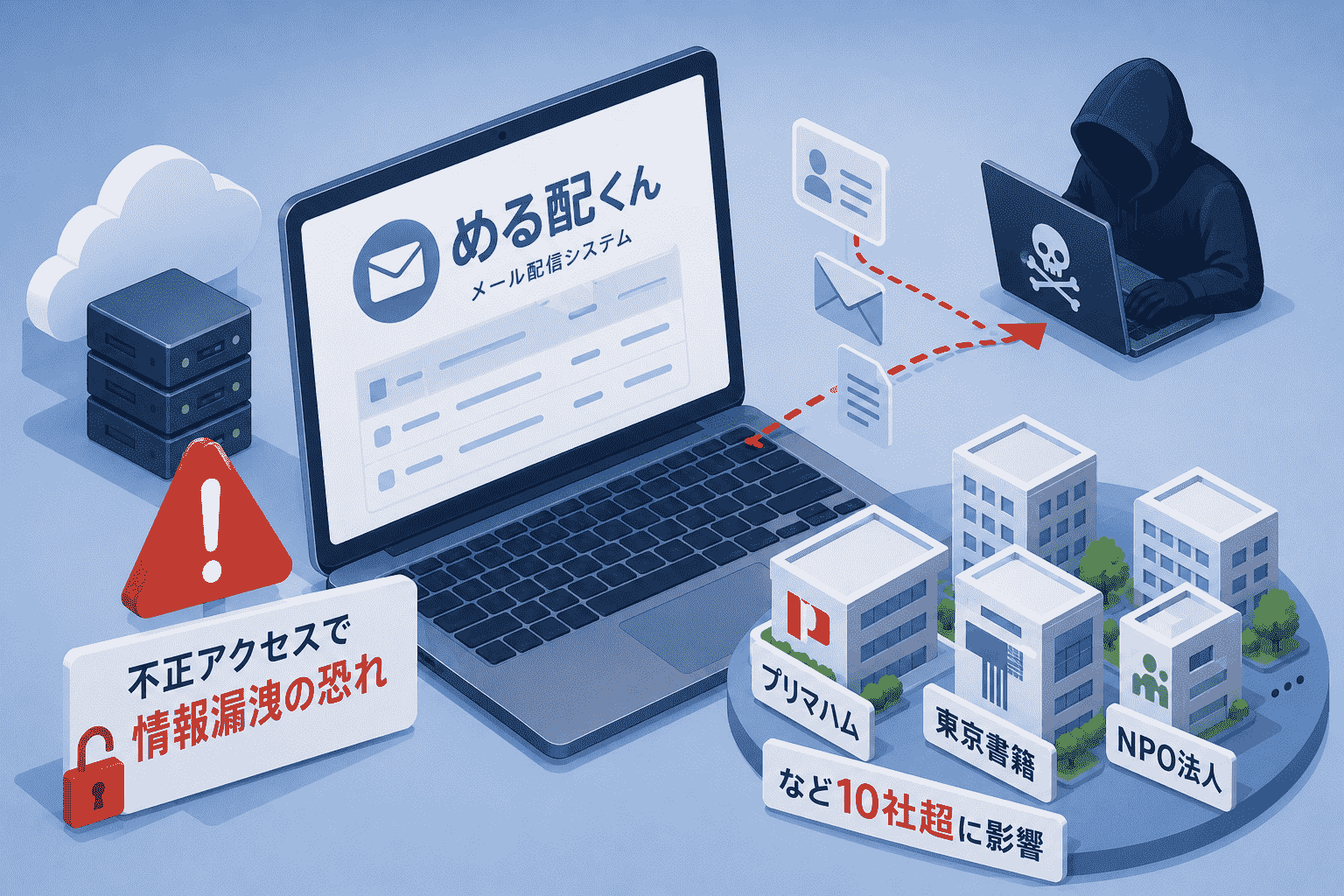 メール配信システム める配くん、不正アクセスで情報漏洩の恐れ-プリマハム・東京書籍・NPO法人など10社超に影響