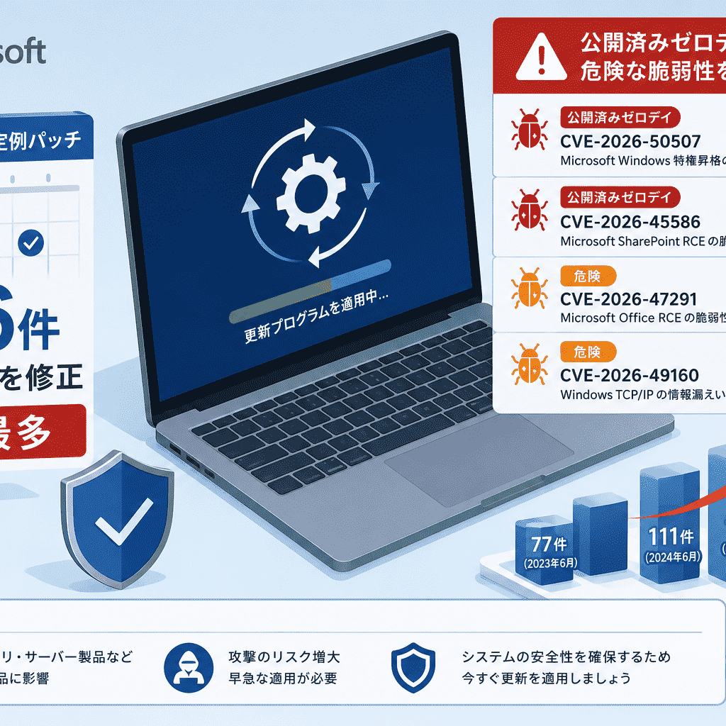 Microsoft、2026年6月定例パッチで史上最多206件の脆弱性を修正-3件の