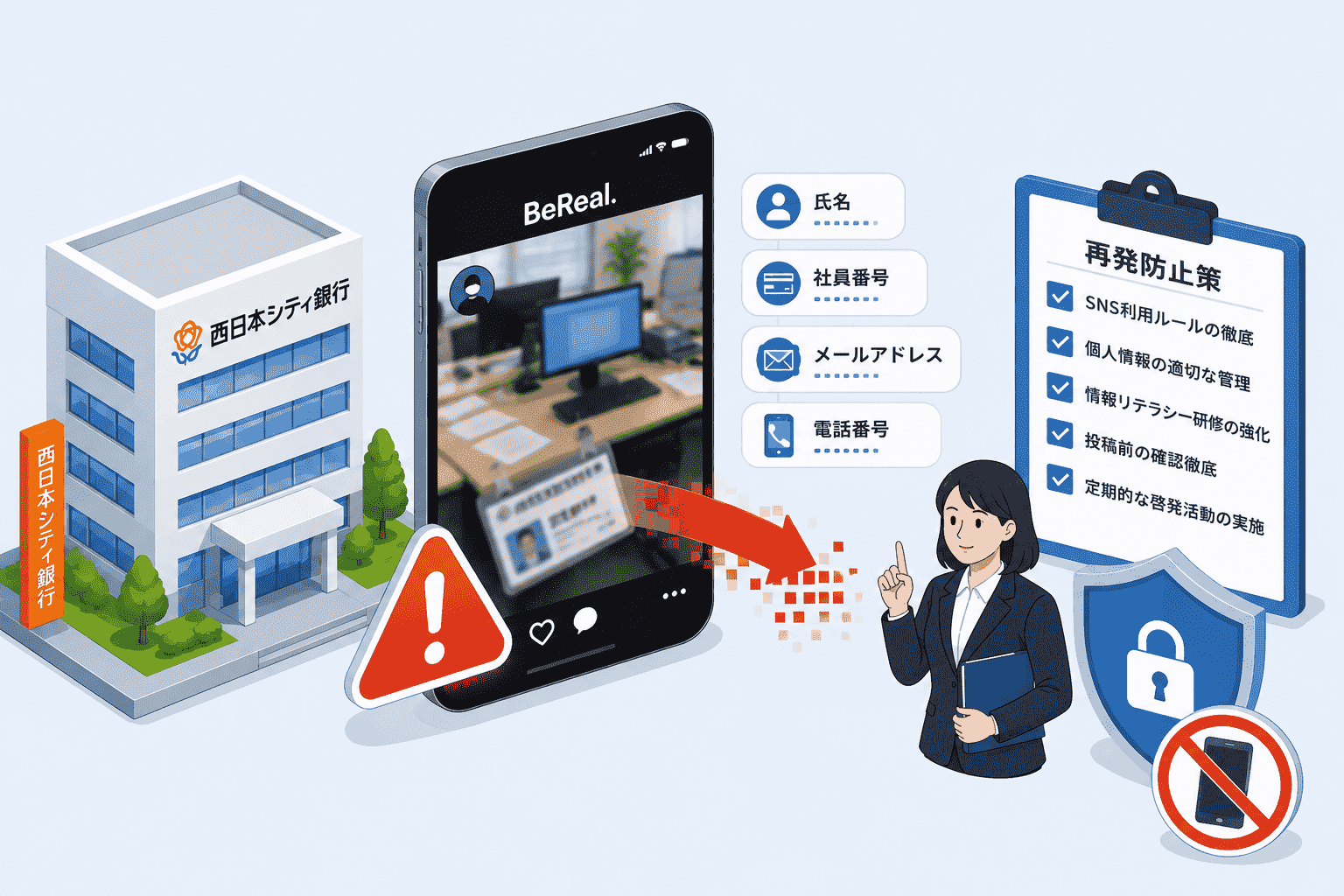 西日本シティ銀行、職員のBeReal 投稿による個人情報漏洩で再発防止策を公表