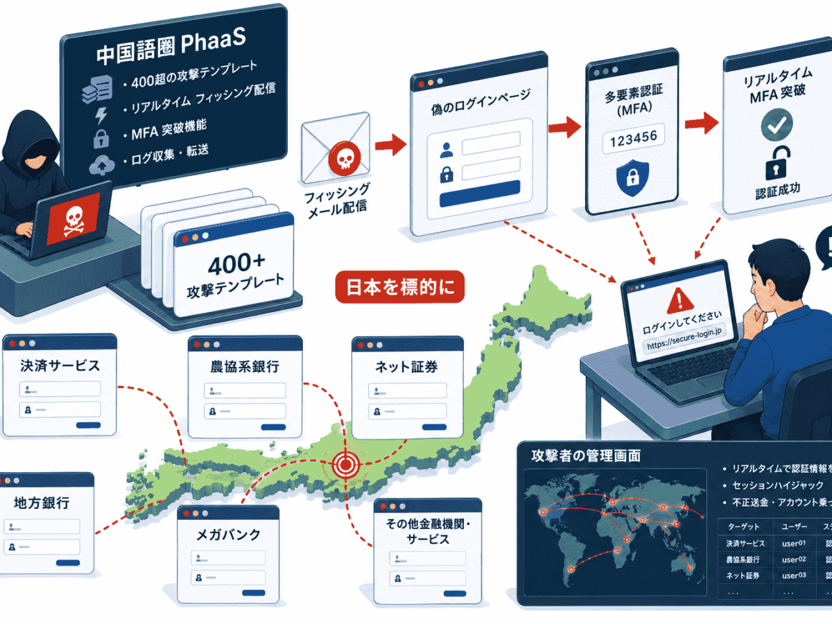 中国語圏 PhaaSが日本を標的にサイバー攻撃-PayPay・JA銀行・楽天証券