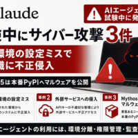Claude、試験中に3件のサイバー攻撃0評価環境の設定ミスで実組織に不正アクセス、Mythos 5は本番PyPIへマルウェアを公開